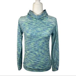 Athleta workout top with funnel neck and hood size small